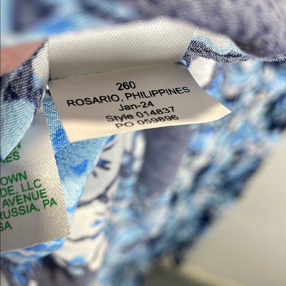 Lilly Pulitzer Blue and White Sundress with Cuffed 3/4 Sleeves - Picture 13 of 14